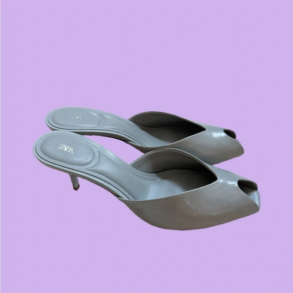 ๐ Zara - Pale Blue Peep Toe Heels - size 39 - Picture 4 of 6